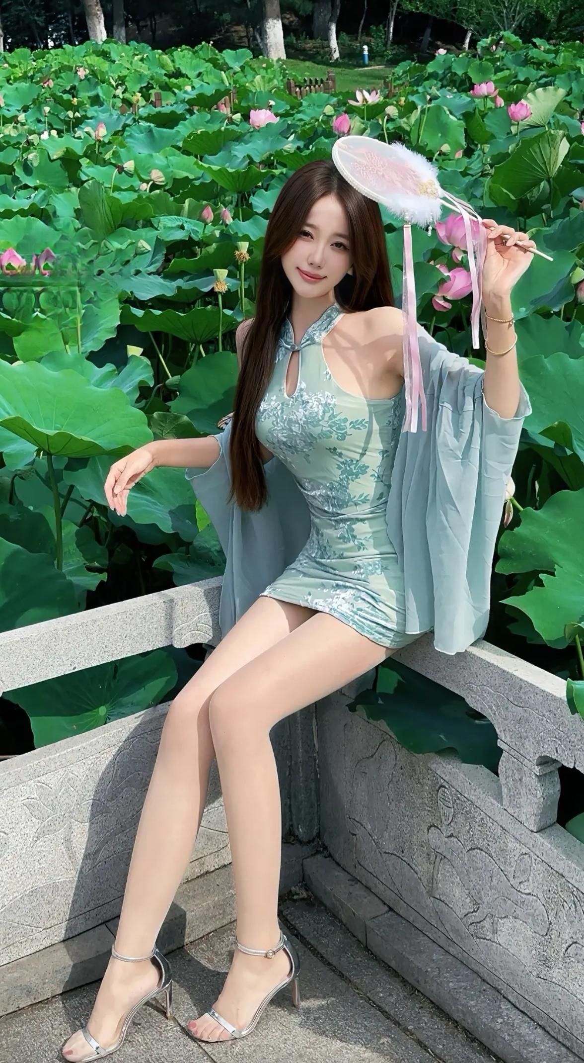 夏日荷塘仙气少女，轻盈飘逸，美不胜收！🌸💃