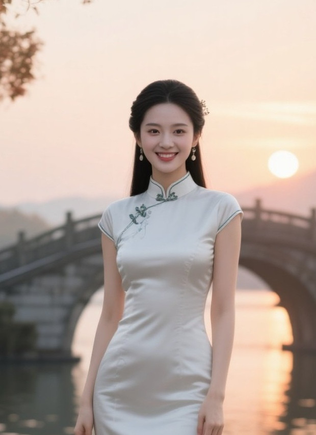 旗袍美眉身姿曼妙似柳絮
