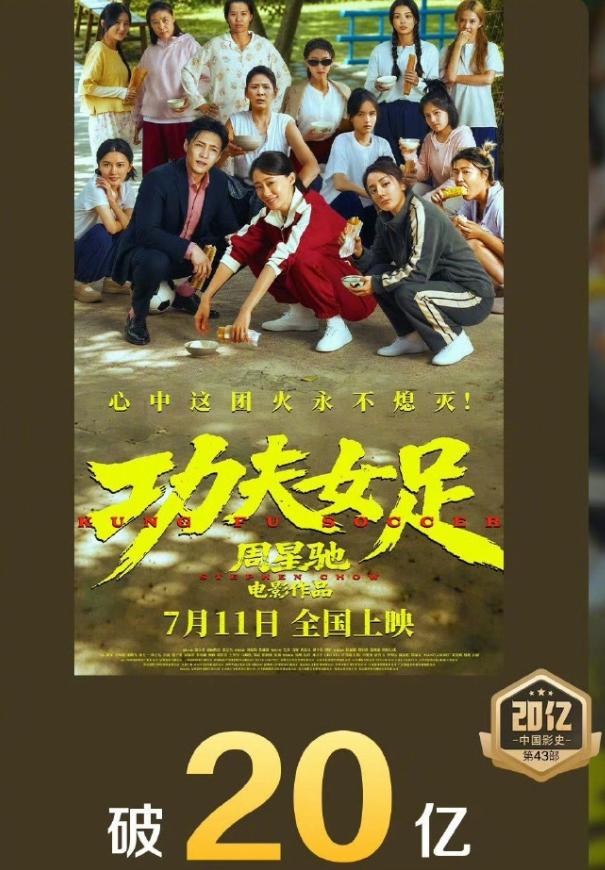 张小斐2026年女演员单片一番票房登顶！《功夫女足》票房破20亿，超越《给阿嬷