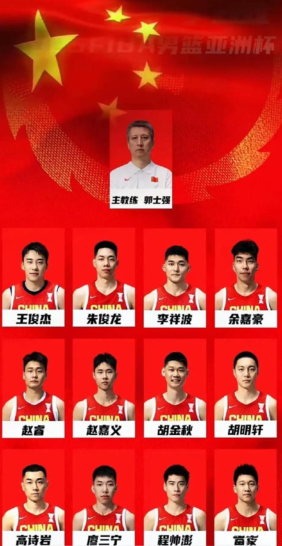 中国男篮亚洲杯12人名单出炉，二人落选！今日即8月5日，中国男篮将迎来亚洲杯的