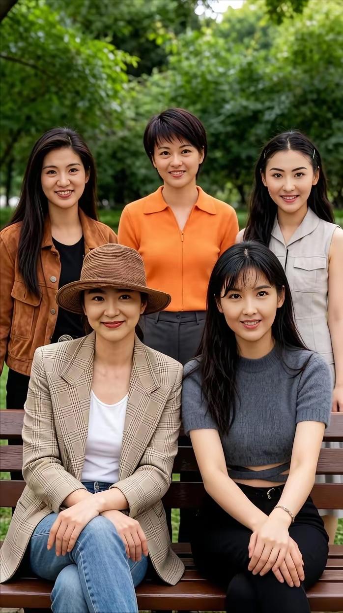 网友绘制的香港五代玉女掌门人图，林青霞、周慧敏、杨采妮、梁咏琪和张柏芝破天荒同框