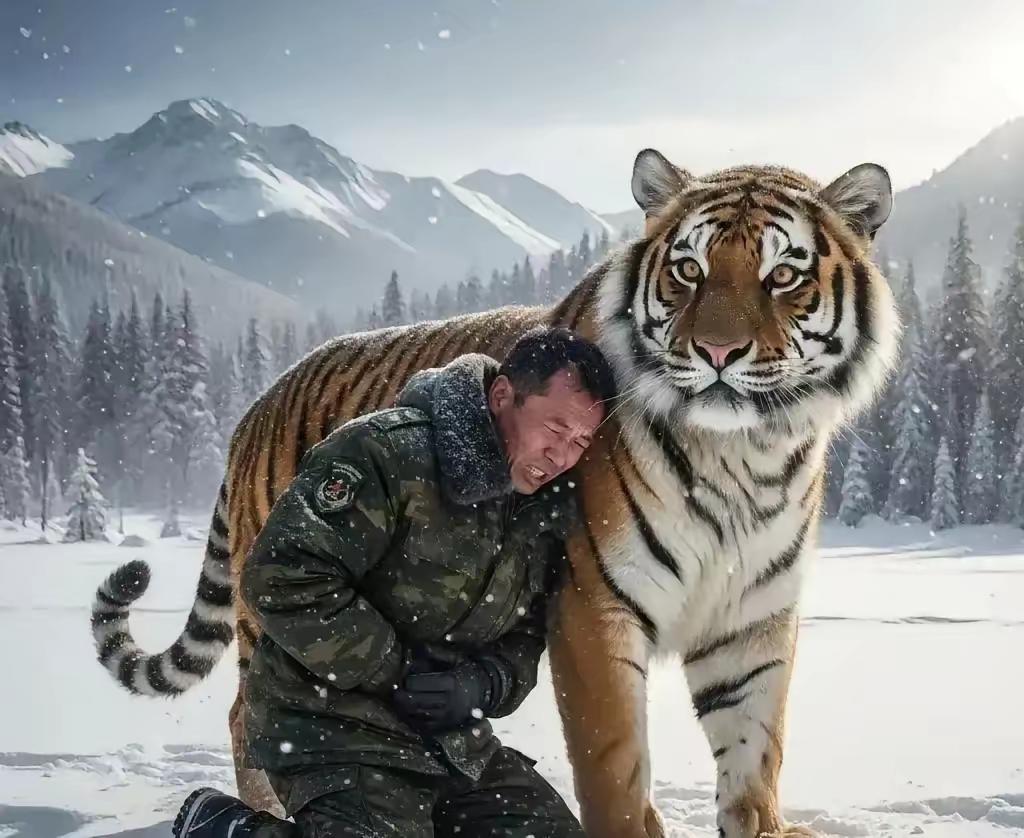 一人一虎，一虎一人。彼此信任，感动哭了…