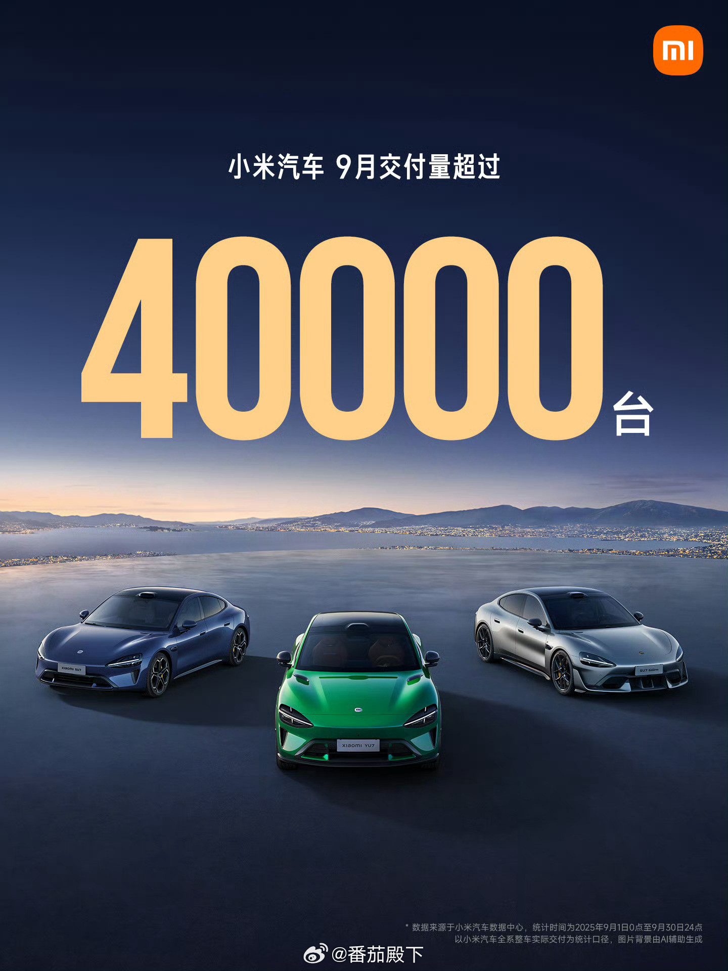 小米汽车9月交付40000+辆，真是一点也不卷。没有具体数字，更没瞎吹牛批（多么
