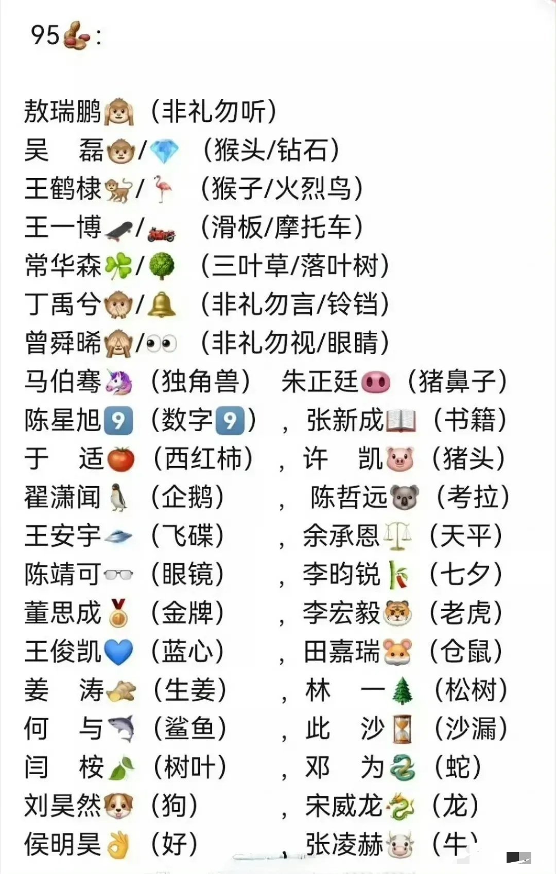 95生的形象代表图案王鹤棣、敖瑞鹏、吴磊、曾舜晞和丁禹兮都是猴子，这五位是典型的