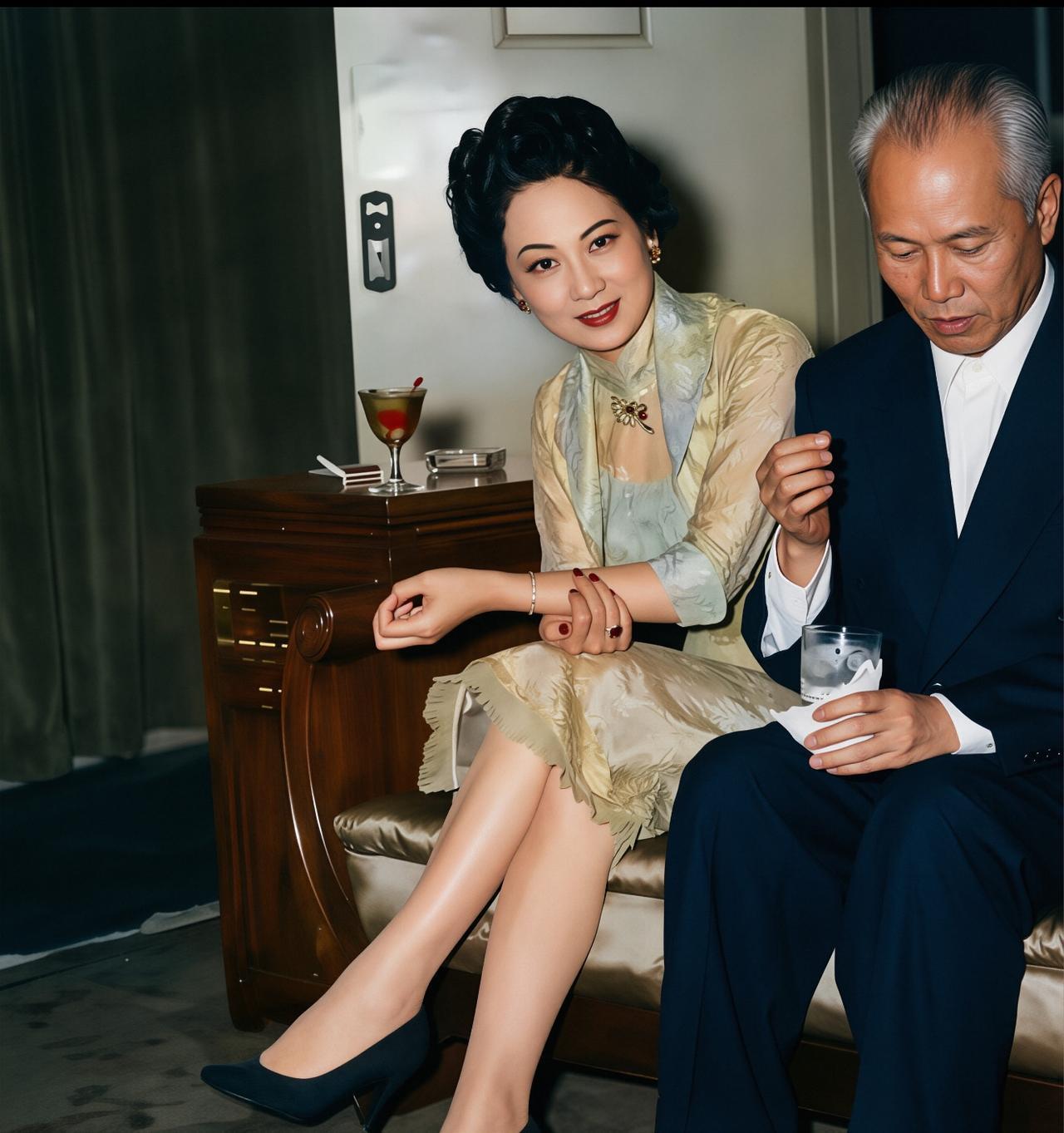 当年宋子安的夫人胡其瑛在陈诚将军家做客时的留影，她真漂亮啊