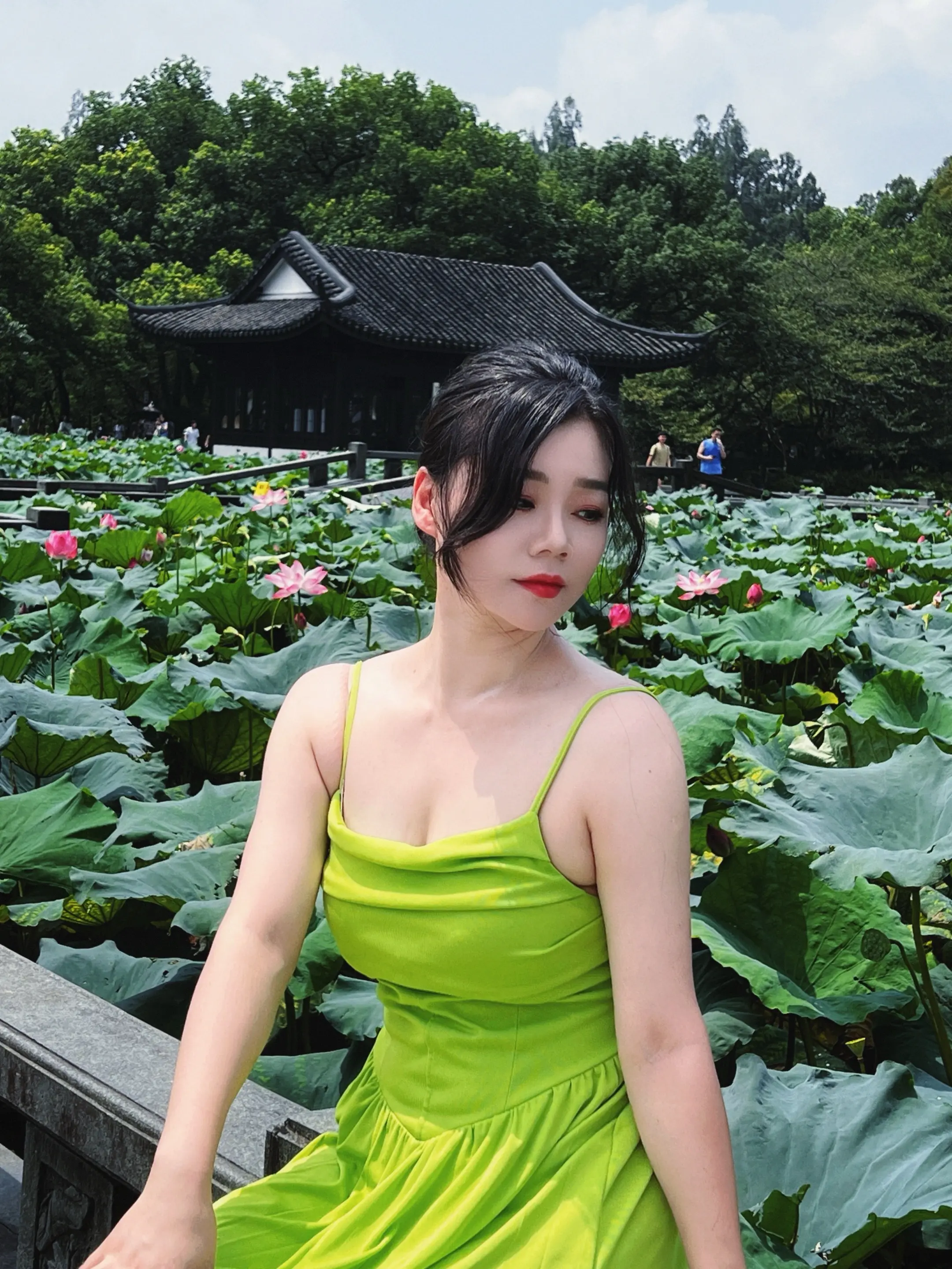 荷花池边