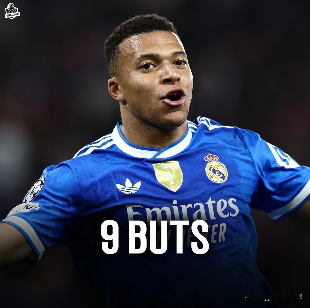 姆巴佩9球领跑欧冠联赛射手榜，而眼下才刚过11月！2016-17赛季：6球