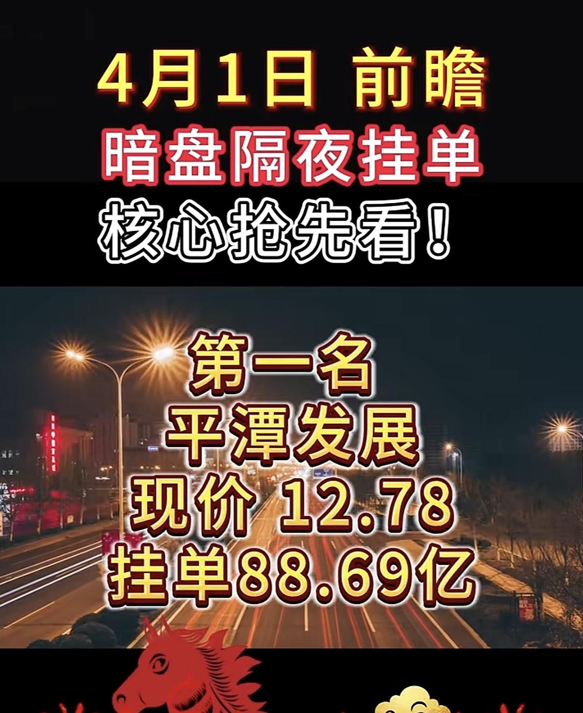 4月1日周三暗盘隔夜挂单排行榜揭晓4月1日暗盘隔夜挂单可太有门道了！隔夜挂单