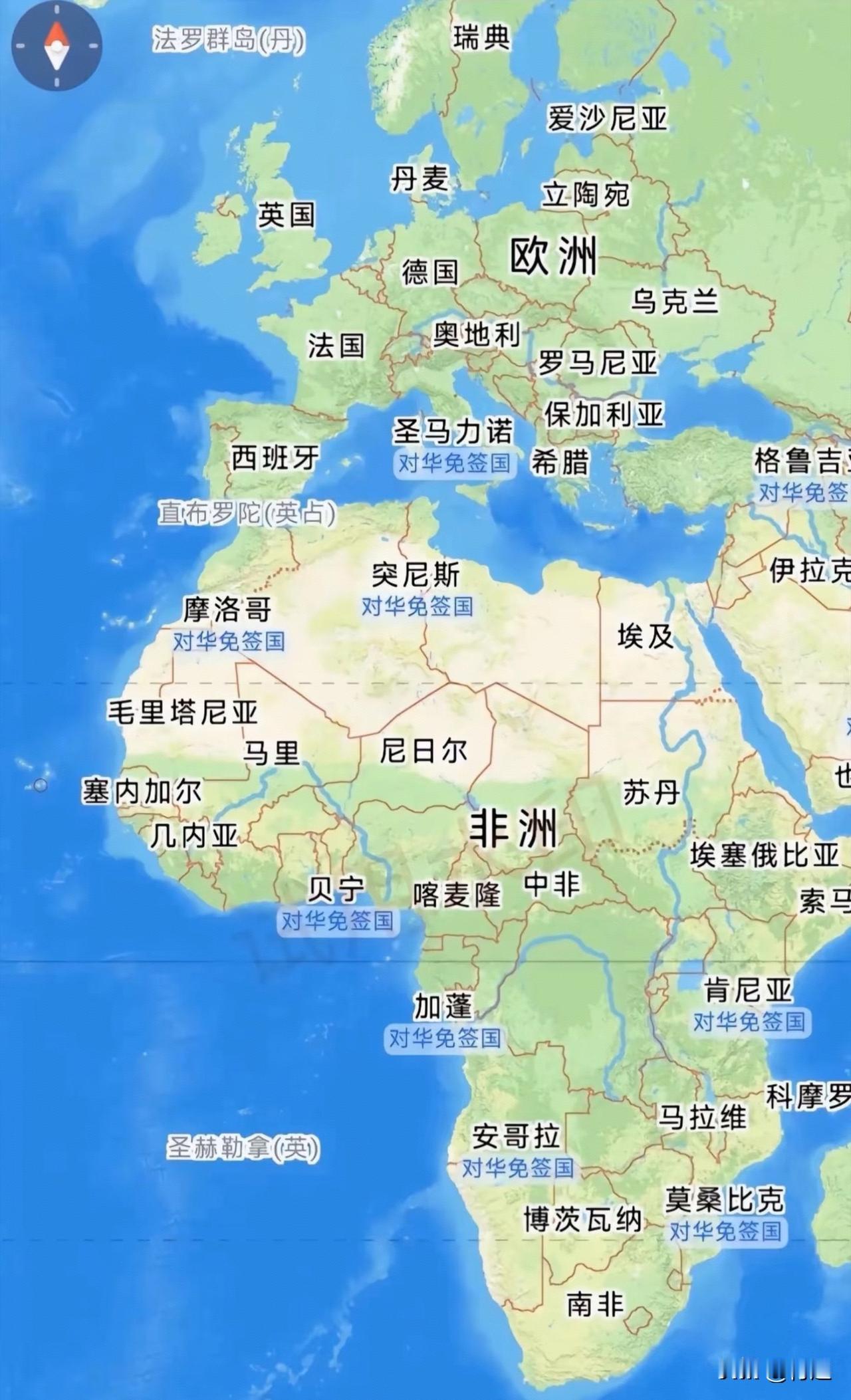 很多人都不知道佛得角在哪，我给大家圈出来了。既学习了地理知识，也检测了视力情