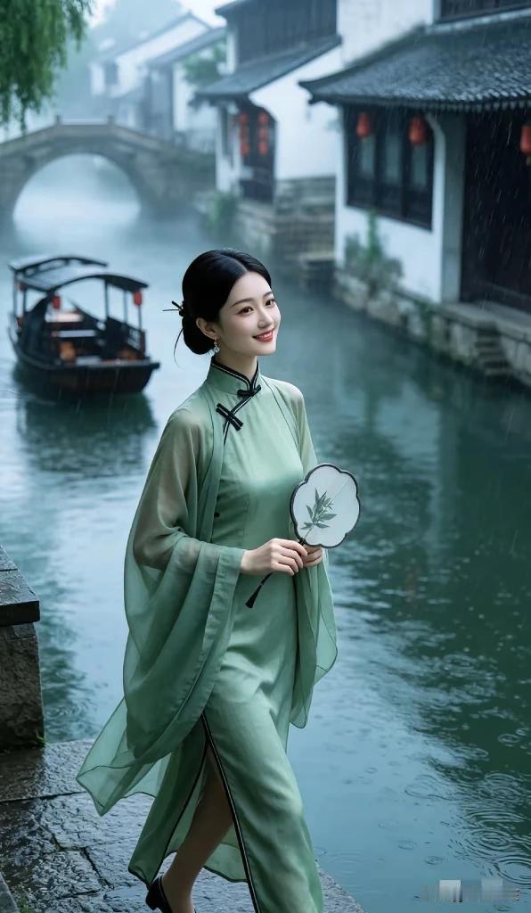 上联：漫天烟雨锁清秋，下联：江南水乡解春愁。这副下联意境优美，与上联的烟雨清