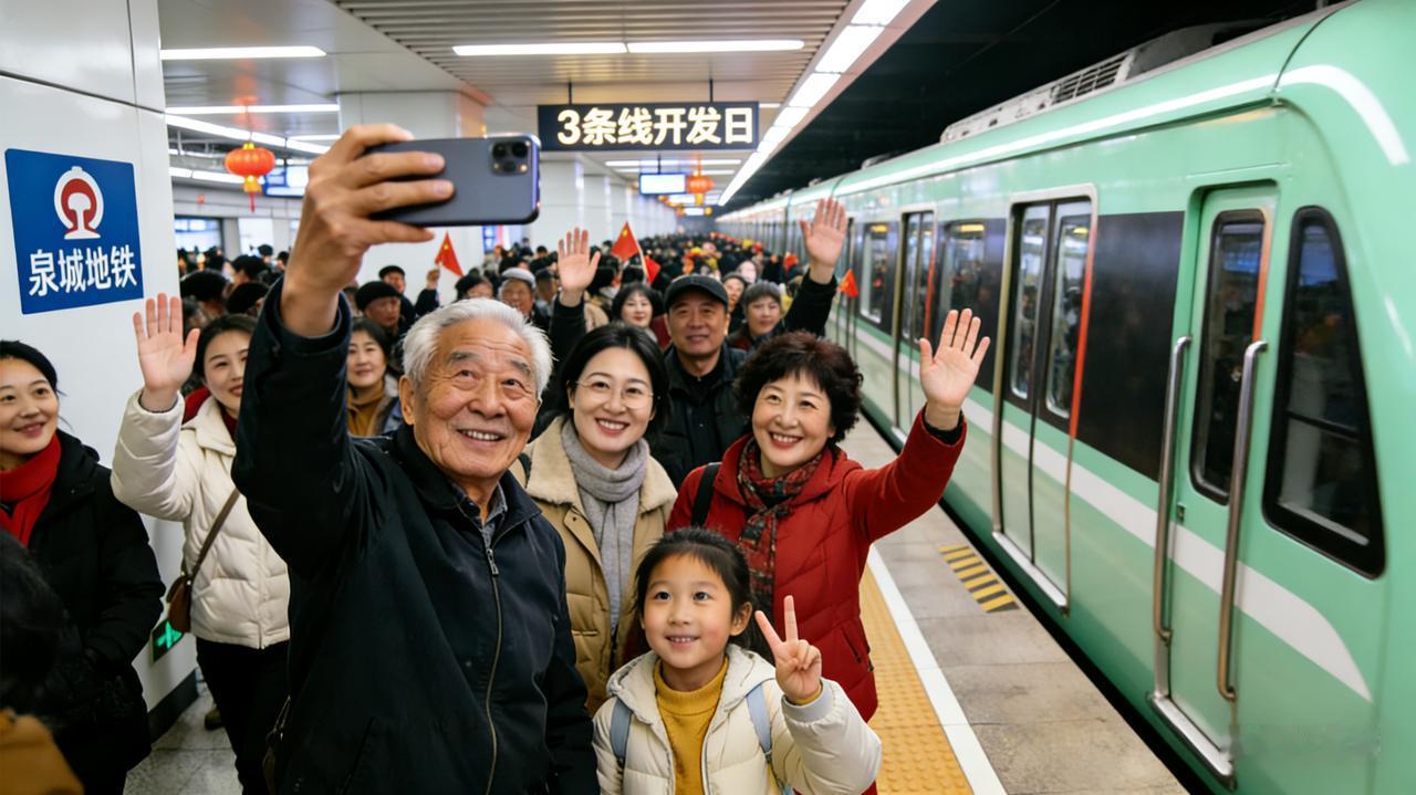 今天，听地铁工作人员说，他们一夜未眠。今天济南三条地铁线开通，是济南城建史