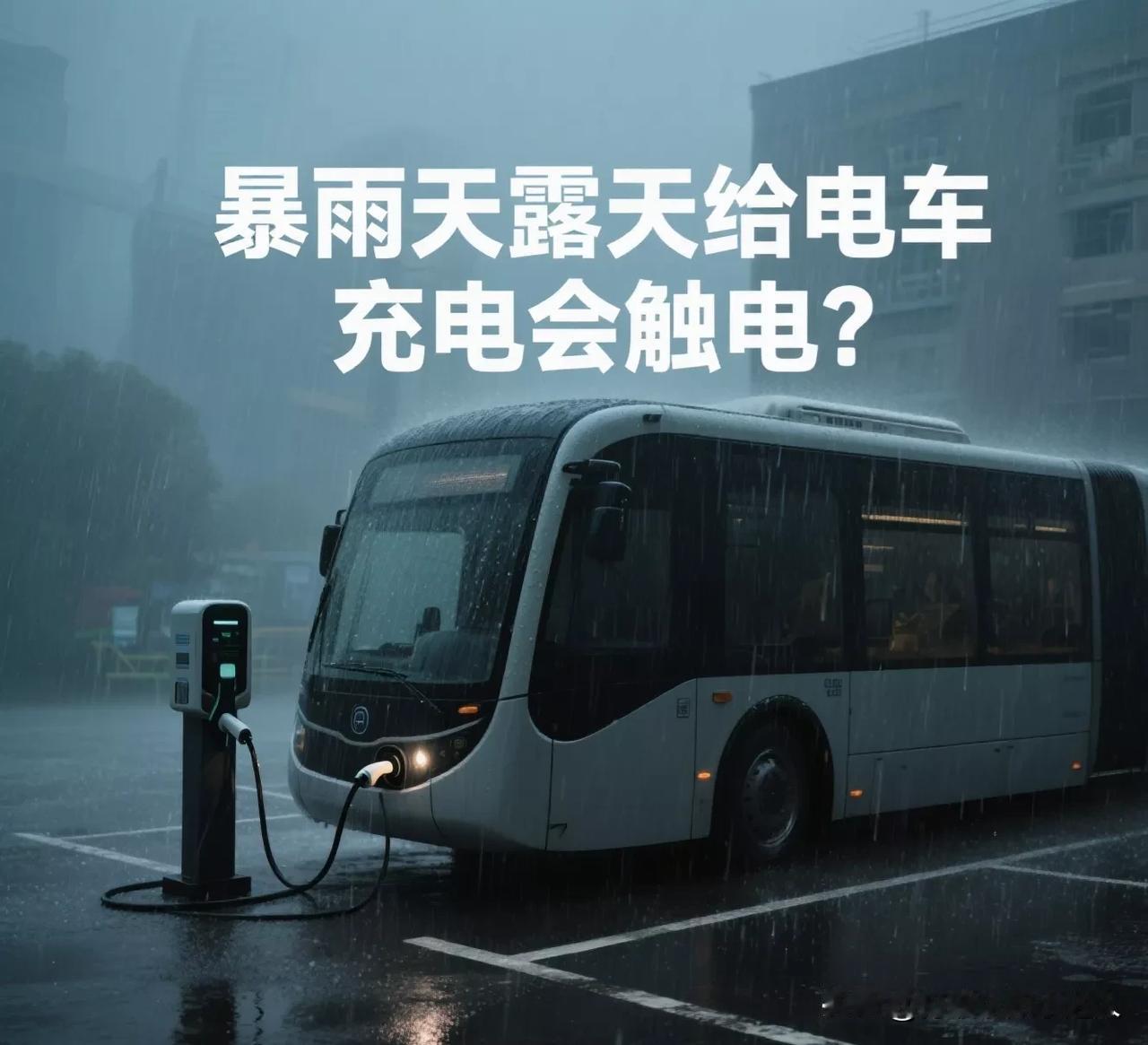 暴雨天露天给电车充电会触电？实测结果吓一跳！最近全国多地暴雨，新能源车车主
