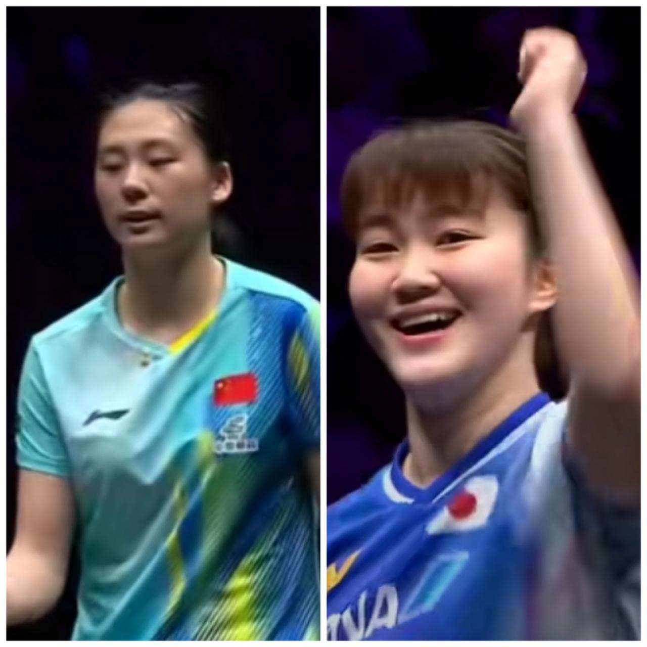 真的太可惜了！陈熠3:4惜败给大藤沙月，就差两分无缘四强。看台上王励勤、秦志戬都