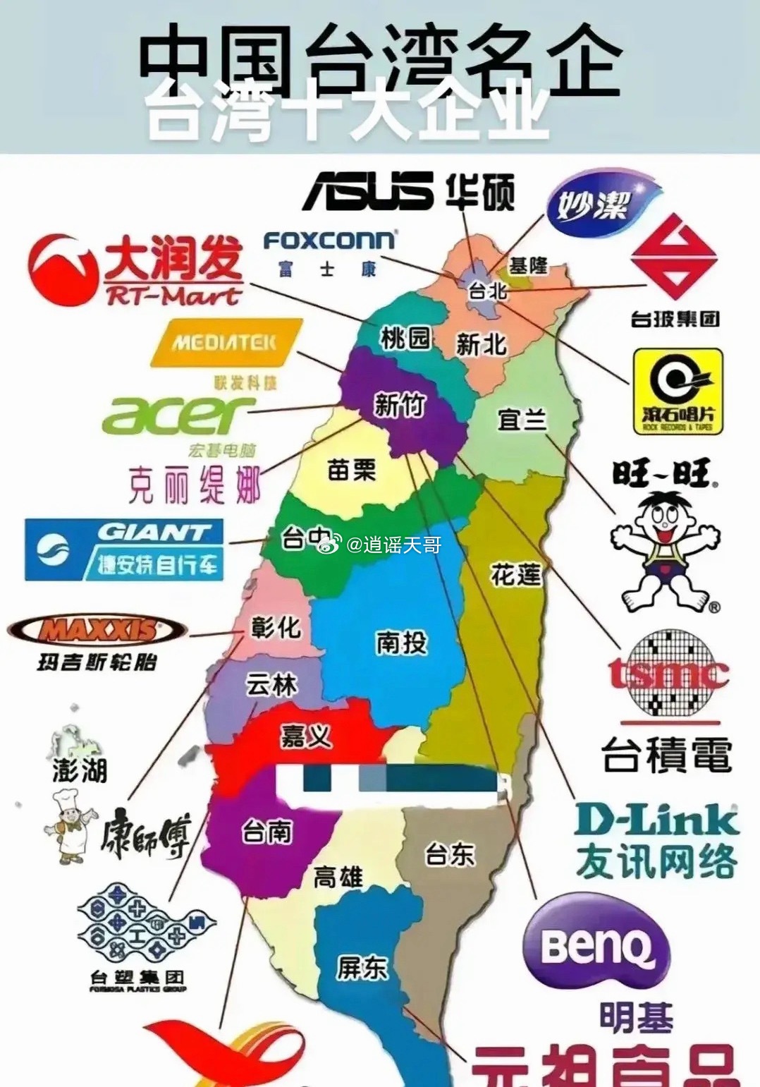 台湾十大企业台湾企业十大巨头：1、鸿海精密，2024营收15300亿2、台积电，