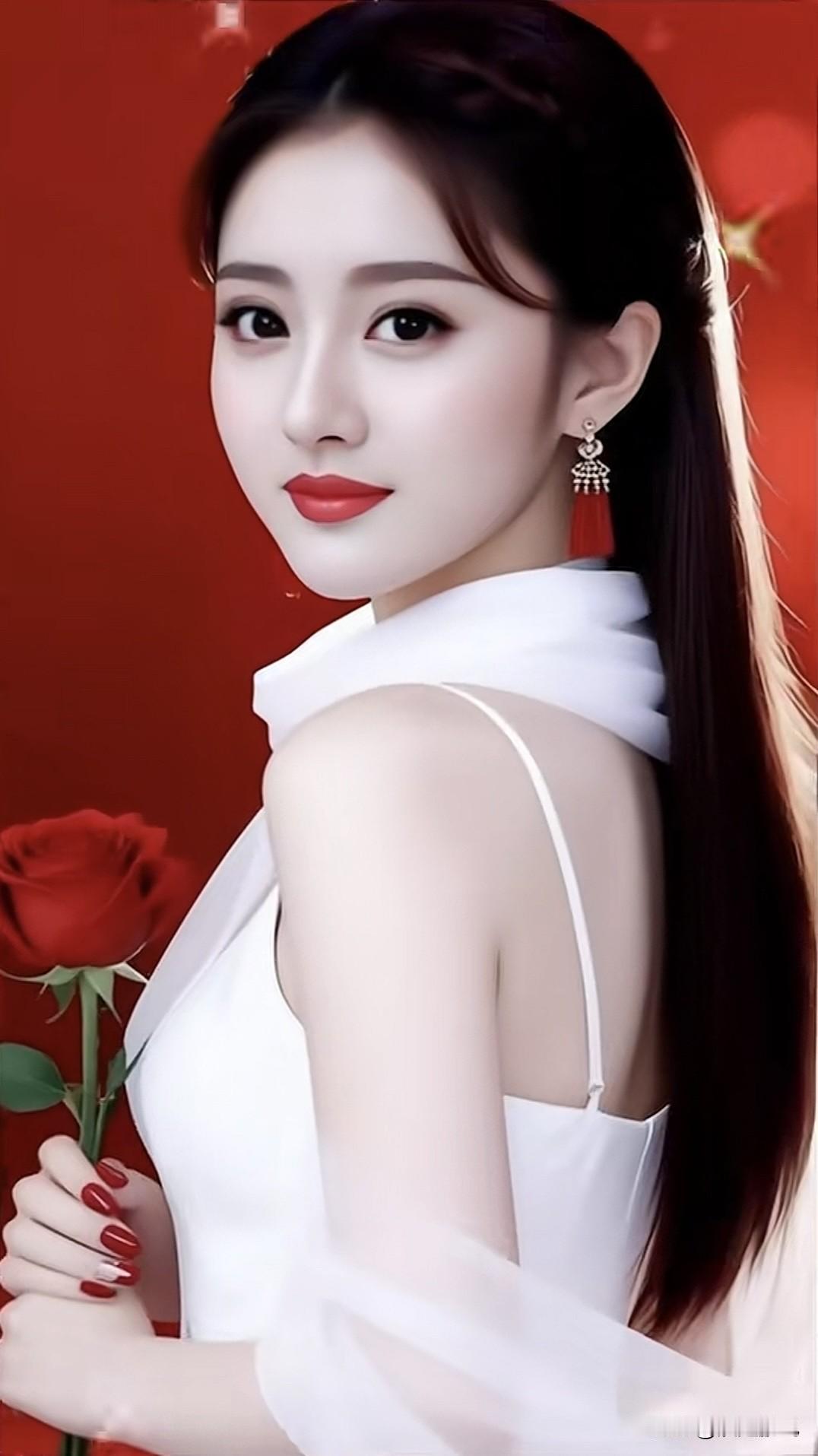 优雅红玫瑰，美丽动人，尽显女性魅力！🌹💄👗红玫瑰花实拍红玫瑰花儿美自然