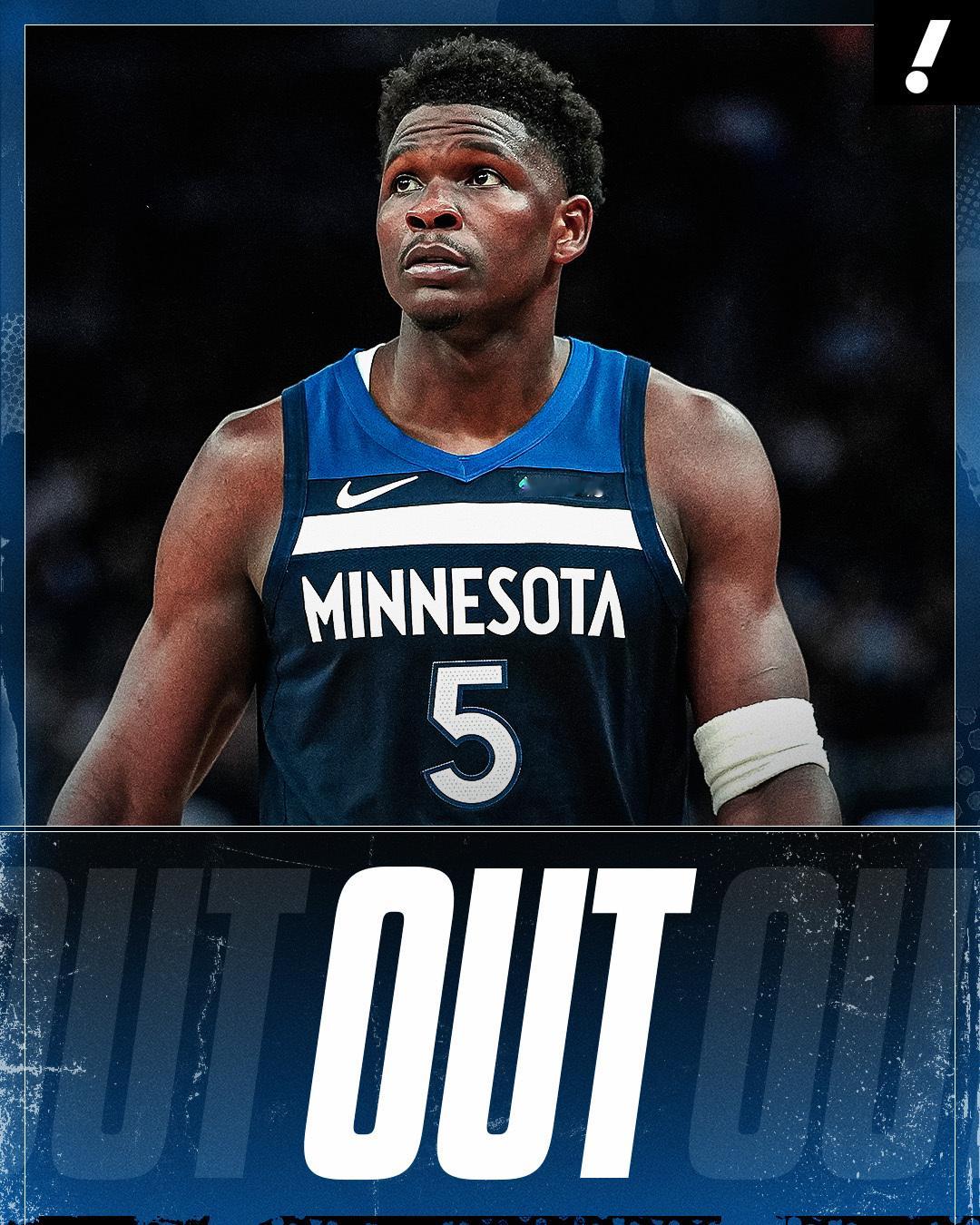 Shams：安东尼-爱德华兹因右膝炎症，将在1-2周后接受复查。