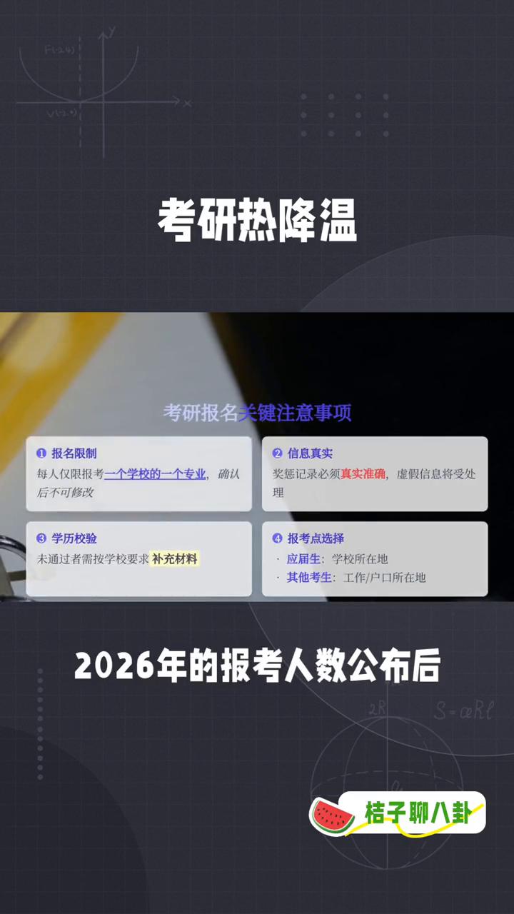 考研热降温。2026年研究生报考人数竟然降至343万，较去年大幅减少，难道考研