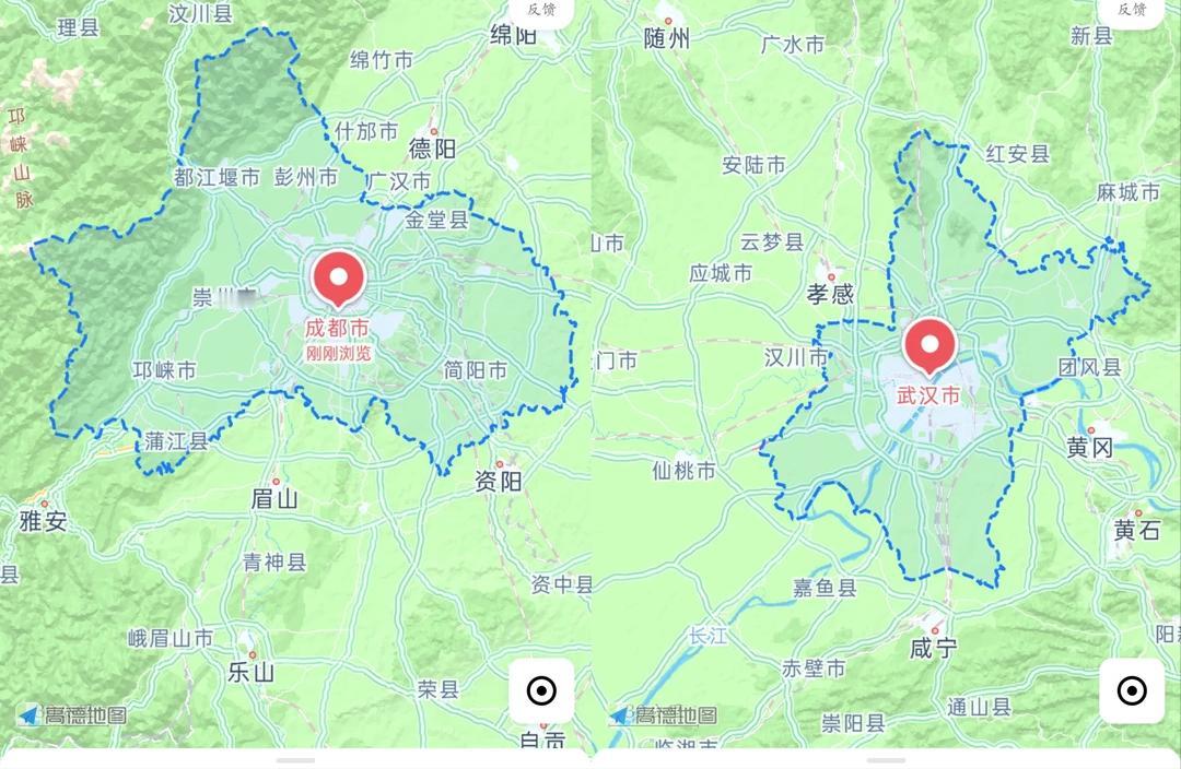 湖北和四川，如果没有武汉和成都两个大城市，这两个省能够获得的国家资源可能会大打折