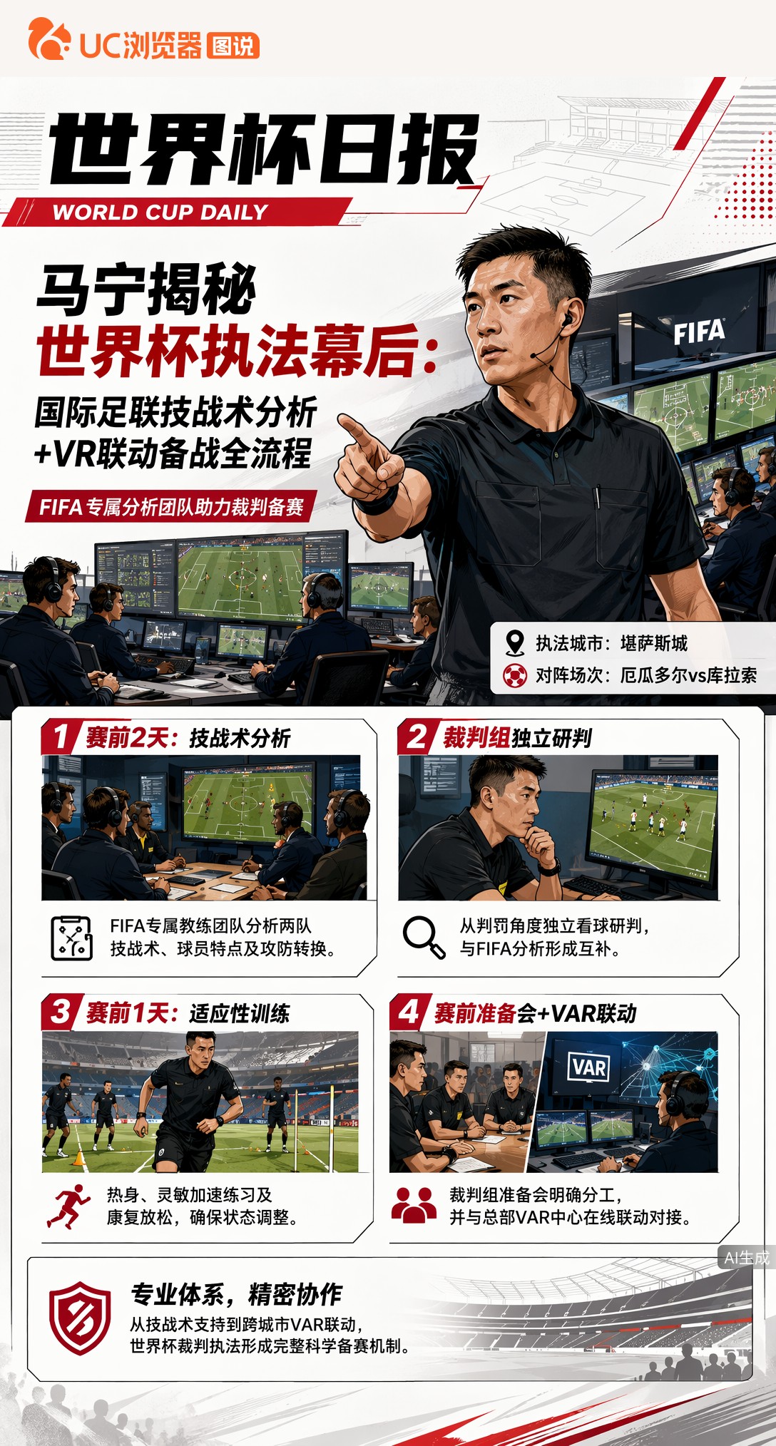 马宁揭秘世界杯执法幕后：国际足联技战术分析+VR联动备战全流程