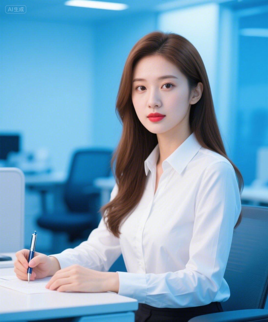 职场女强人，自信满满，笔下生花！