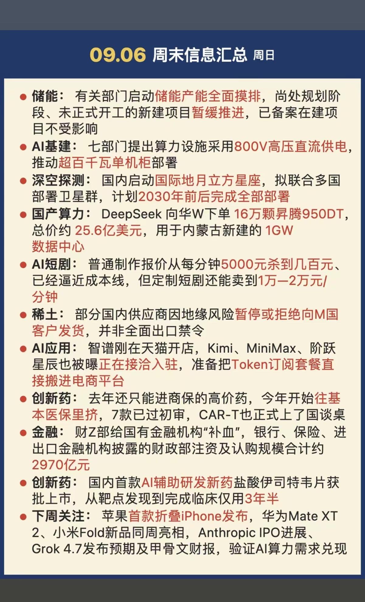 9.06周日周末市场热议+财经要闻！1.国产算力2.大金融3.创新药