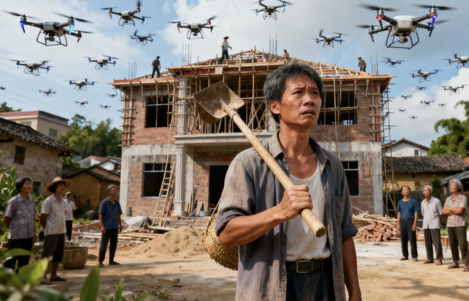 全红婵新家封顶，无人机炸街到半夜，全父一句话让网红集体闭嘴。全红婵老家新房