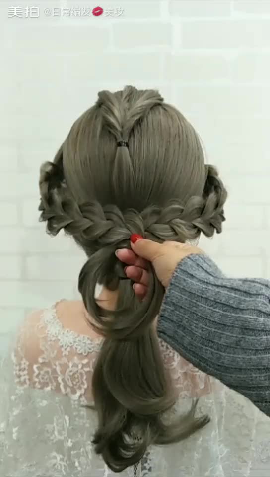 小孩头发编花样