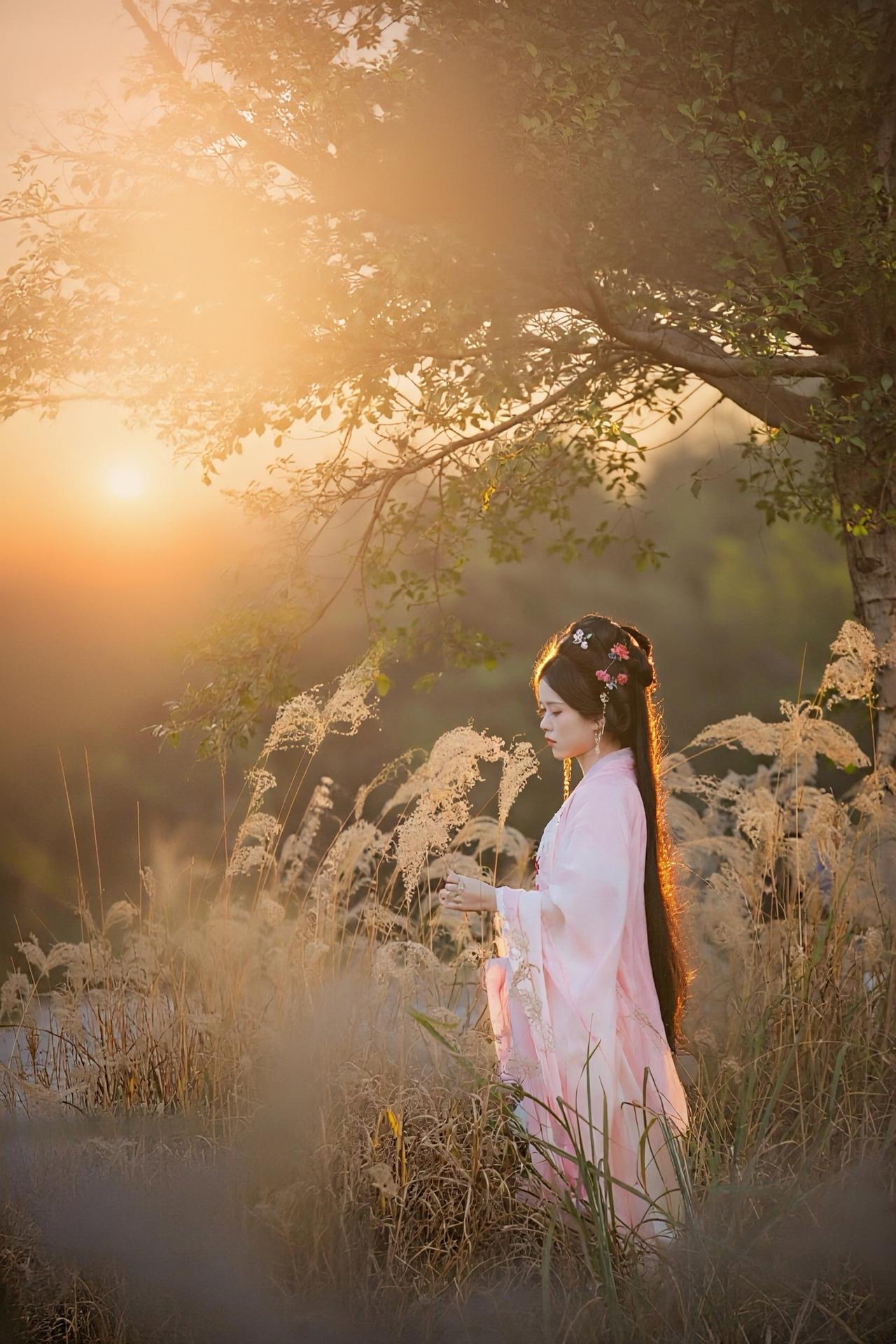 夕阳下的汉服小姐姐