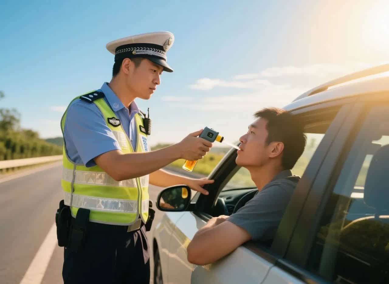 江苏一男子喝了点酒，散步回家，看到前边有查酒驾的，就想凑热闹，想试试那个酒精测试