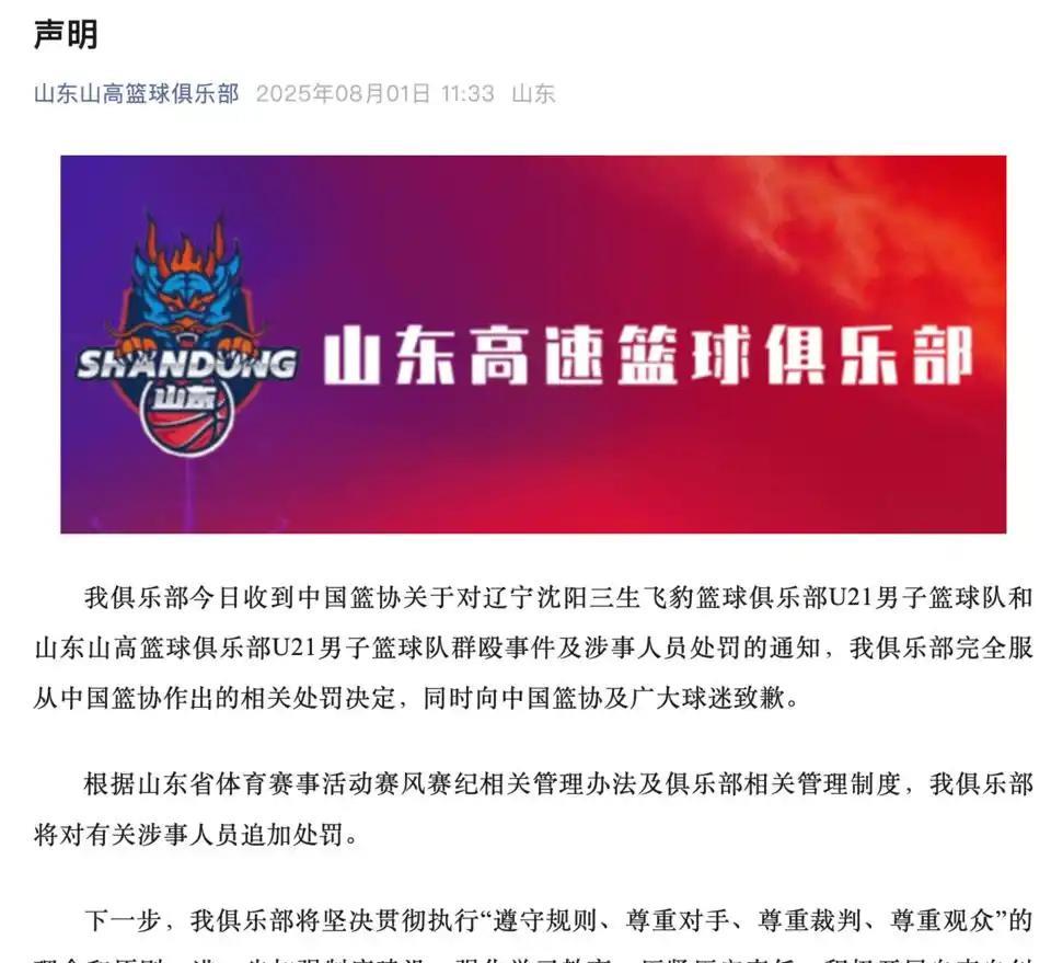 彭泓森将被追罚！对于球员们在球场上出现群体互殴事情后，山东及辽宁两队收到大罚单