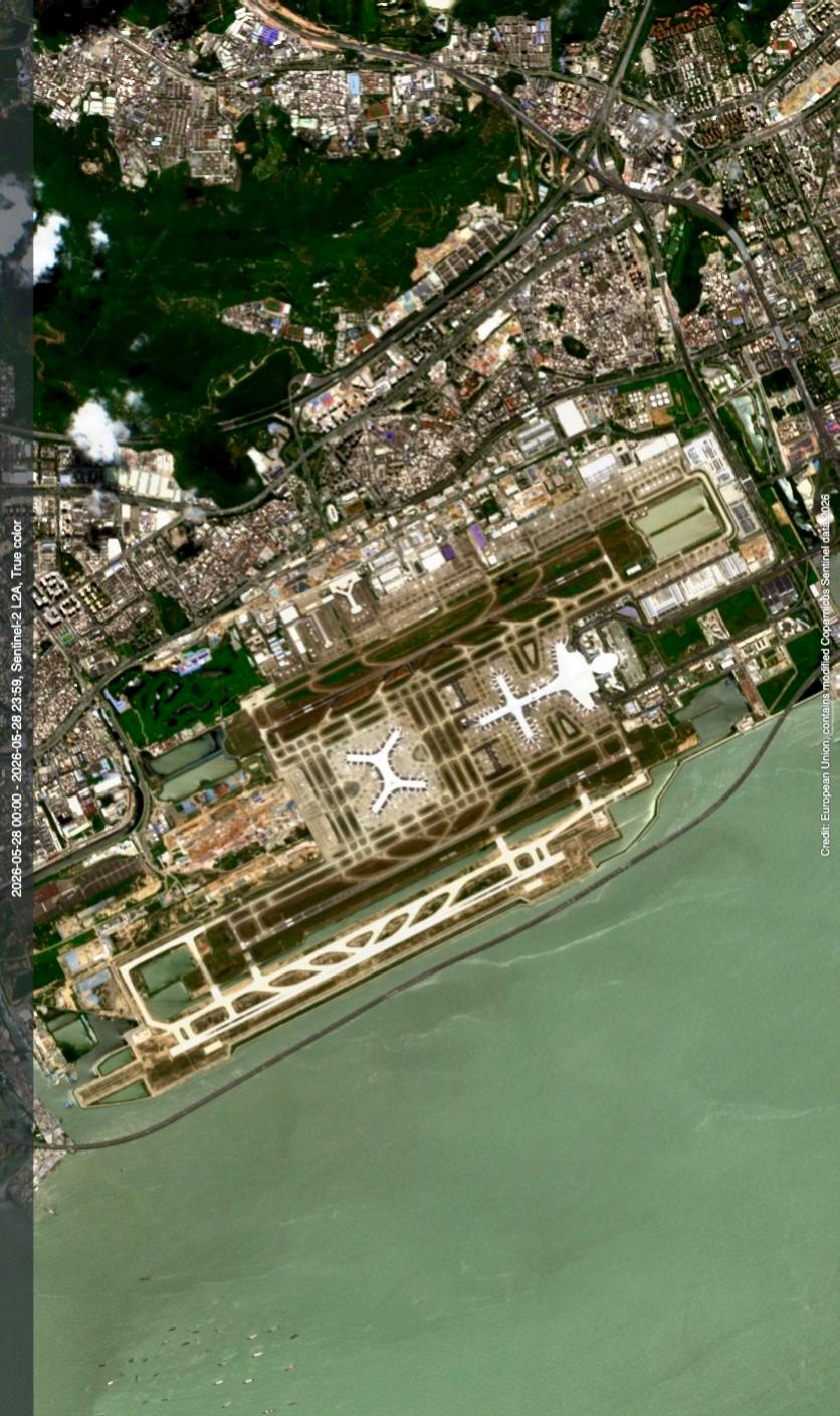 深圳宝安机场最近高清卫星图（5.28）