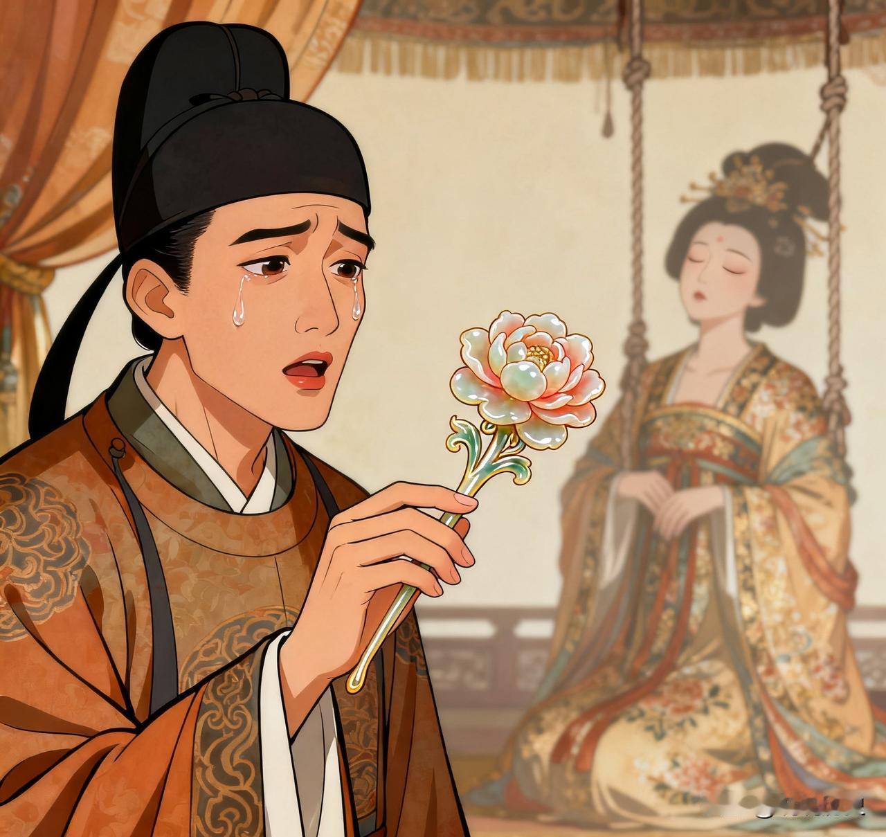 马嵬驿禁军哗变，李隆基让高力士将杨贵妃缢死。事后，陈玄礼问高力士：“你真的把贵妃