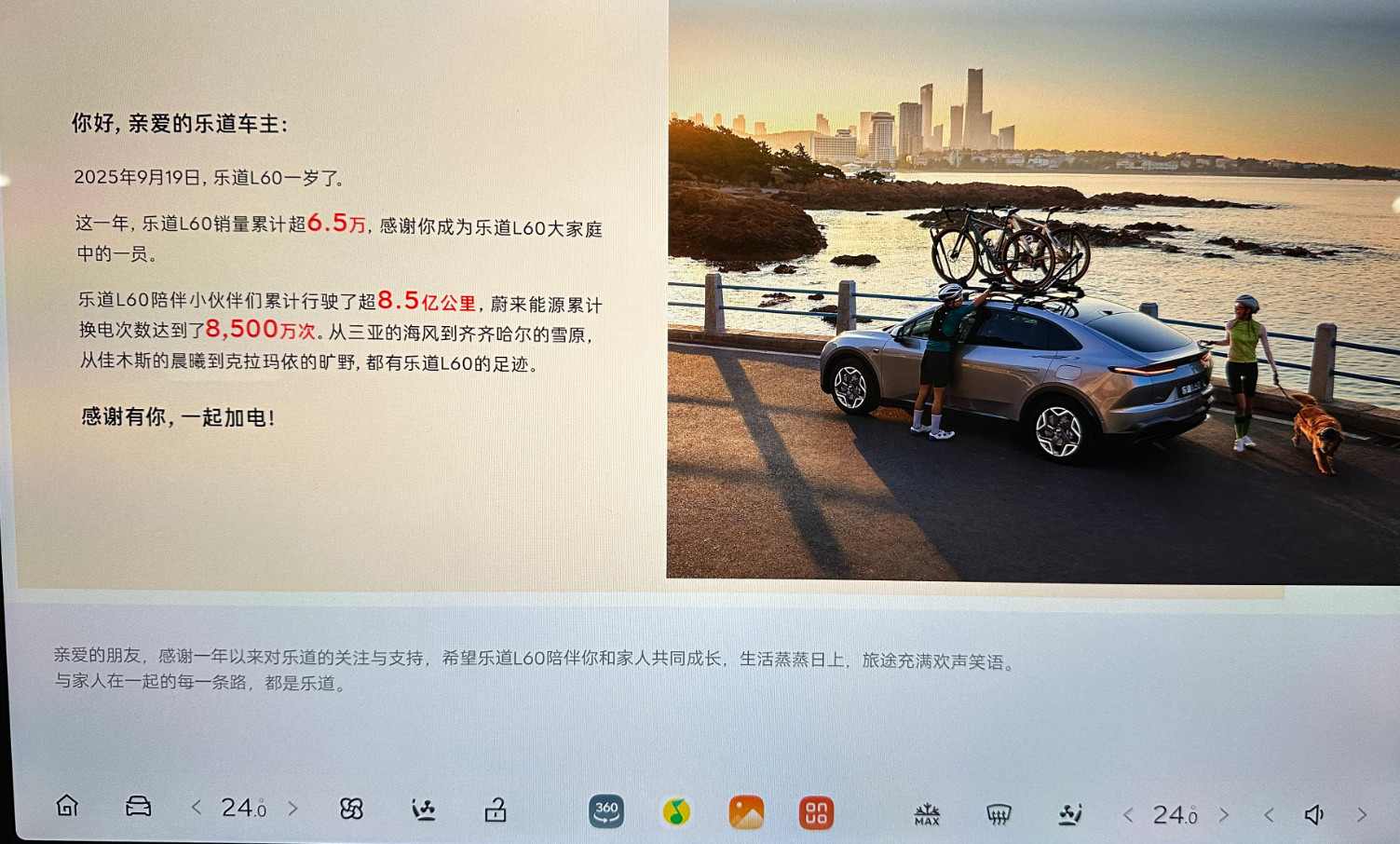 乐道L60一周年了，各位车主收到了吗？​​​