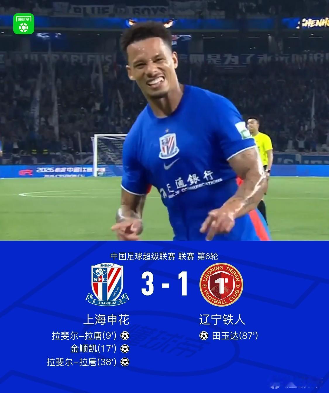 上海申花3-1辽宁铁人，看完比赛有三点切身感受。1.申花20分钟打懵铁人，主场