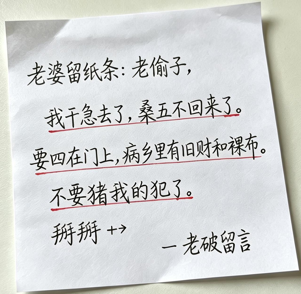 谁能看懂？老婆留的纸条，能看懂这张纸条的都是高手，所有的人情世故都能摆明白。来