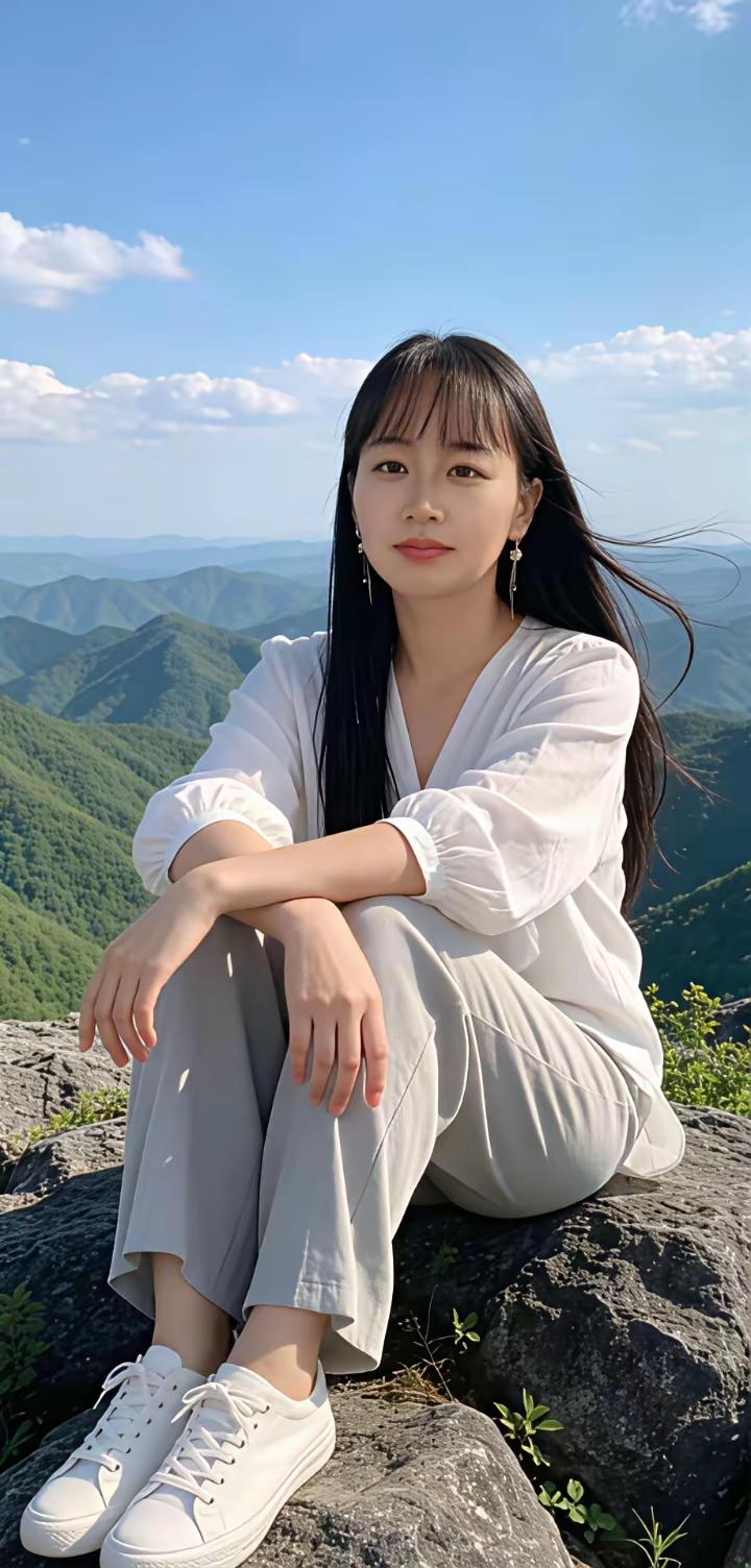山间小憩，清风拂面，自在悠然。