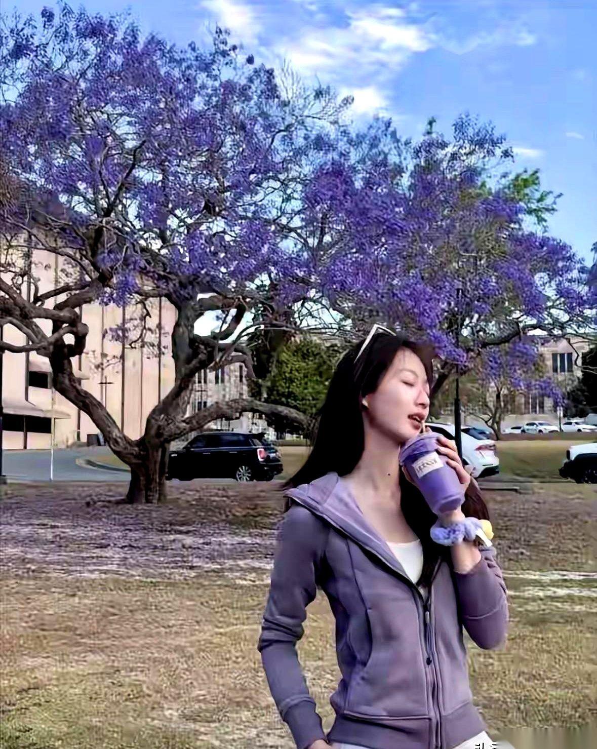 27岁的冯琳在澳洲昆士兰的蓝花楹花海之下，公开向大家介绍了自己的男友。这段恋情