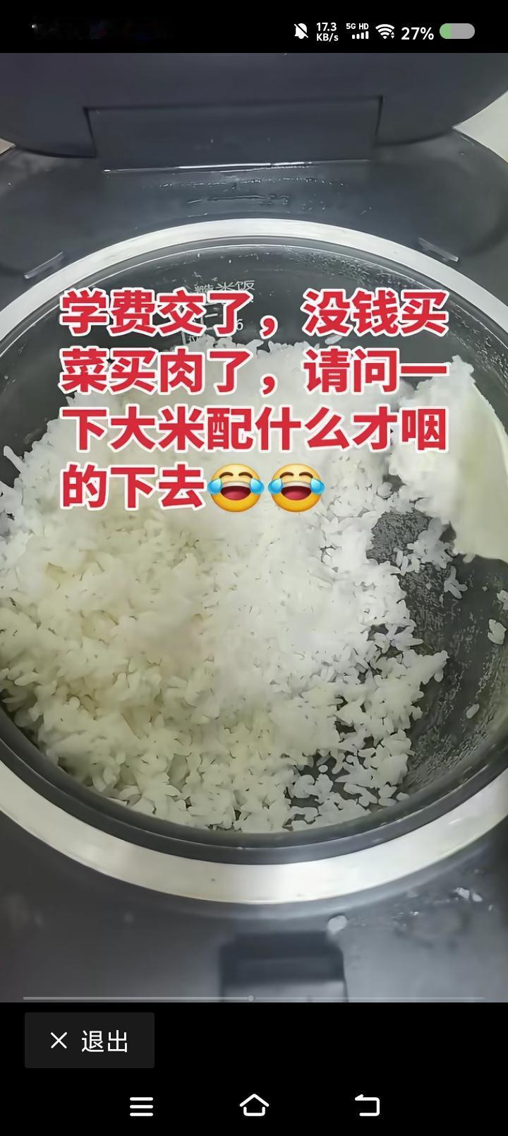 米饭配什么最省钱？——网上信息：给娃交了学费，没钱买菜买肉了，请问米饭配什么可