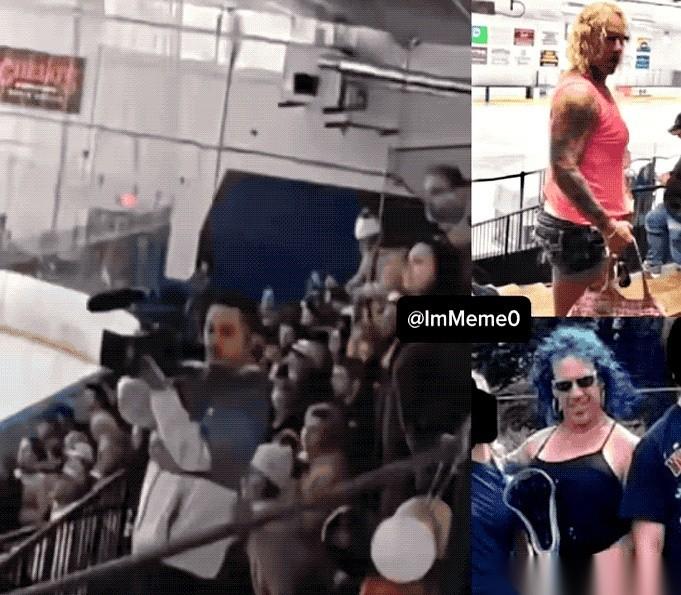 一场高中冰球赛，看台上人声鼎沸，突然就变成了靶场。一个男人，身上可能还套着女装