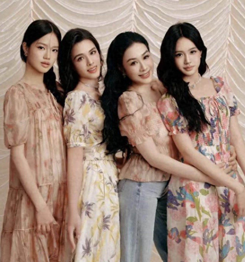 钟丽缇母亲节大片惊艳，看她和三个貌美女儿的幸福同框