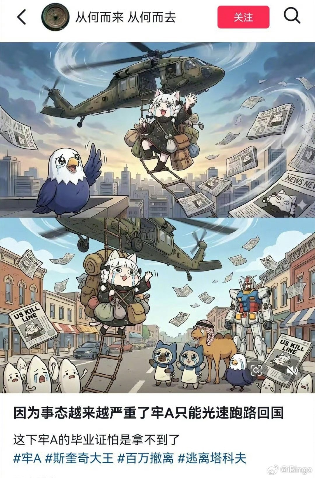 牢A跑路，成功回国。