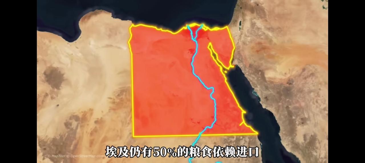 面积100万平方公里的埃及，沙漠占了95%。联合国粮农组织认为24年后他将严重