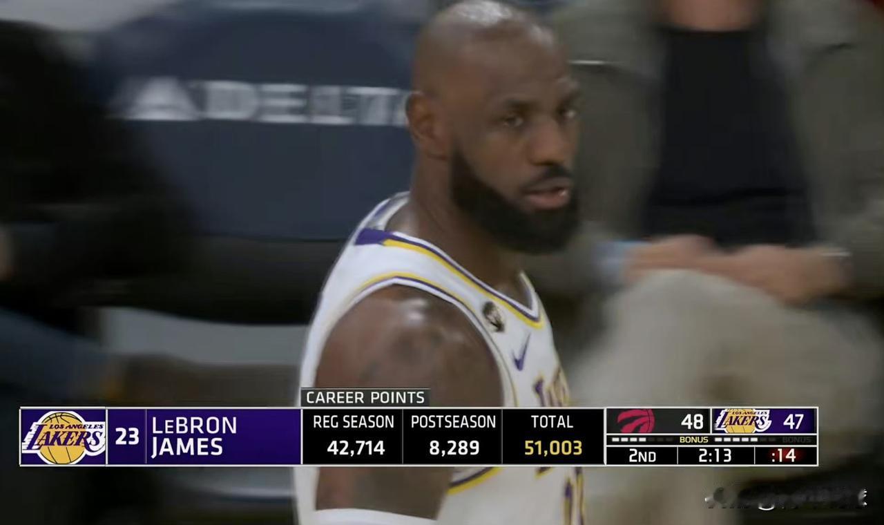 恭喜詹姆斯达成51000分里程碑！今天，湖人队坐镇主场背靠背迎战猛龙队，41