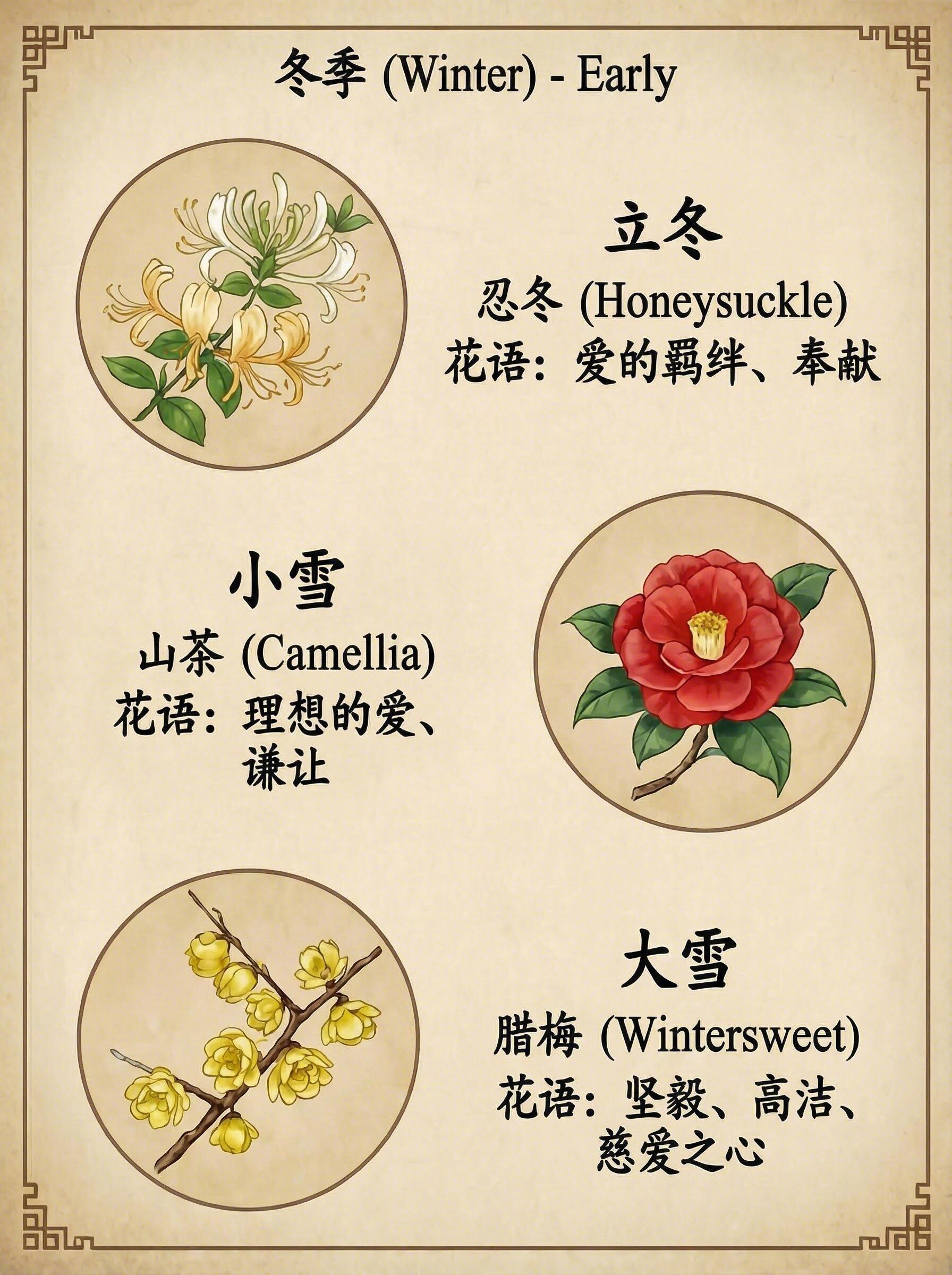 🌸老祖宗的浪漫美到骨子里的二十四节气对应二十四朵花