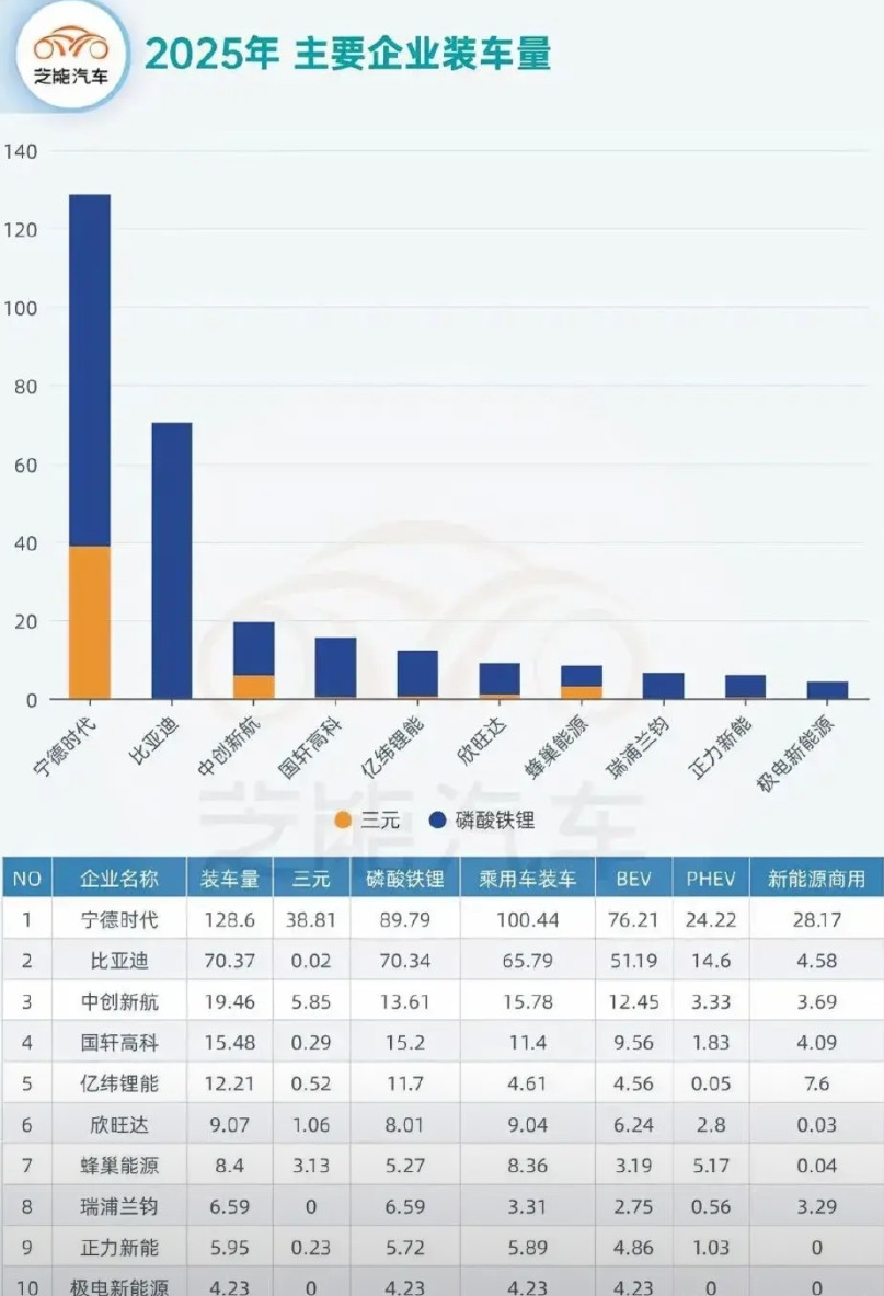 宁王断层领先，铁锂路线一统江湖？2025年上半年，宁德时代以128.6GWh