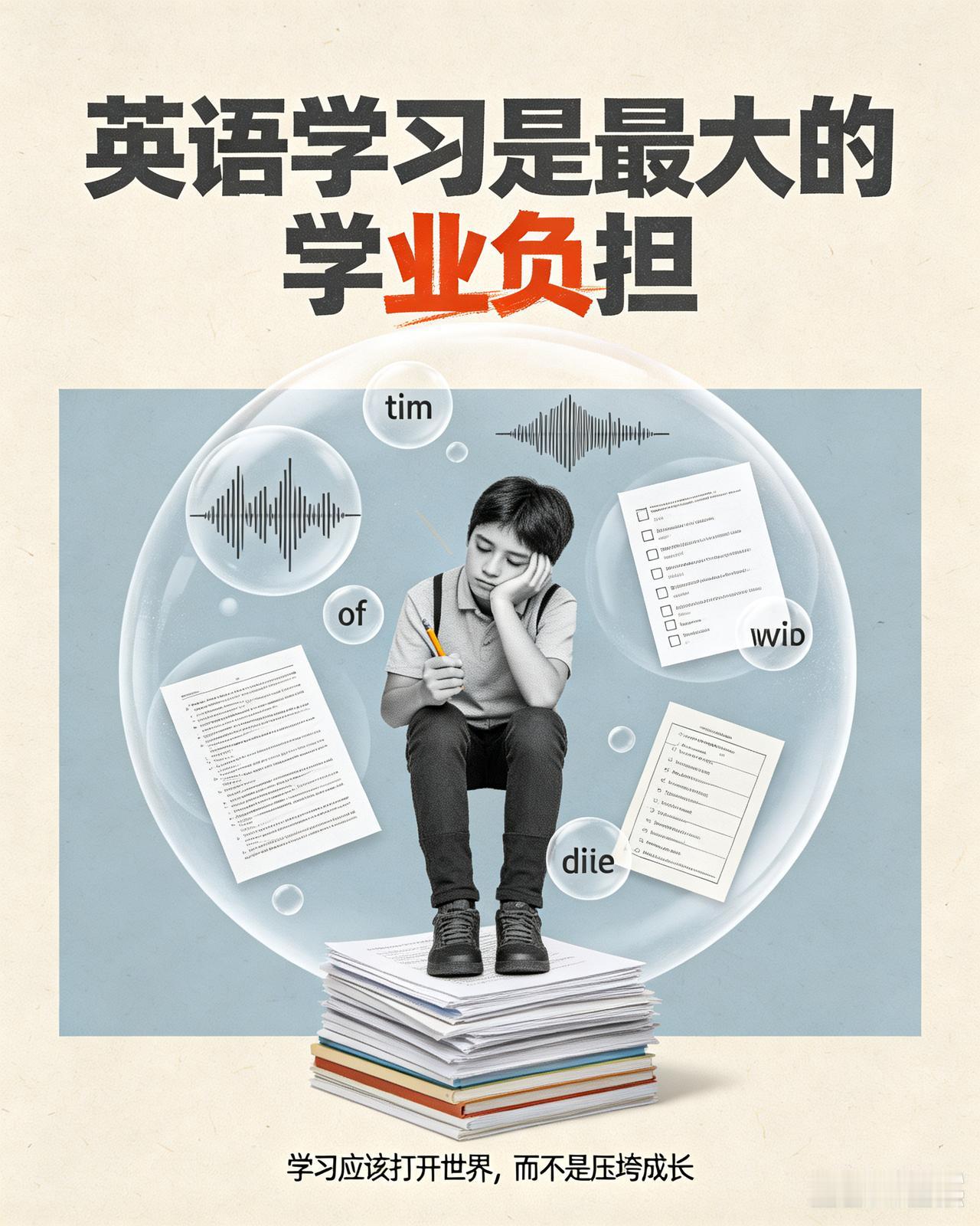 【强烈支持降低英语在中高考中的权重】说减轻中小学生的学业负担，我相信第一就是