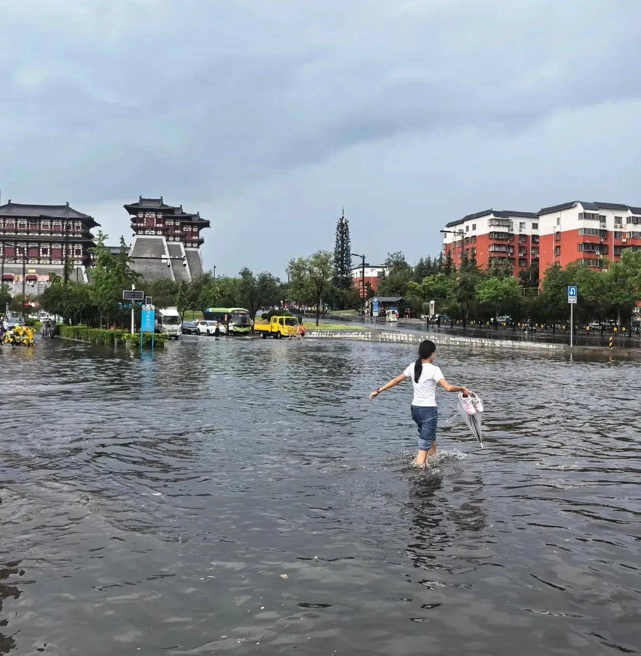 这几天洛阳的雨，专治各种“我以为”。带把伞？风一来，白搭。躲过这一阵？下
