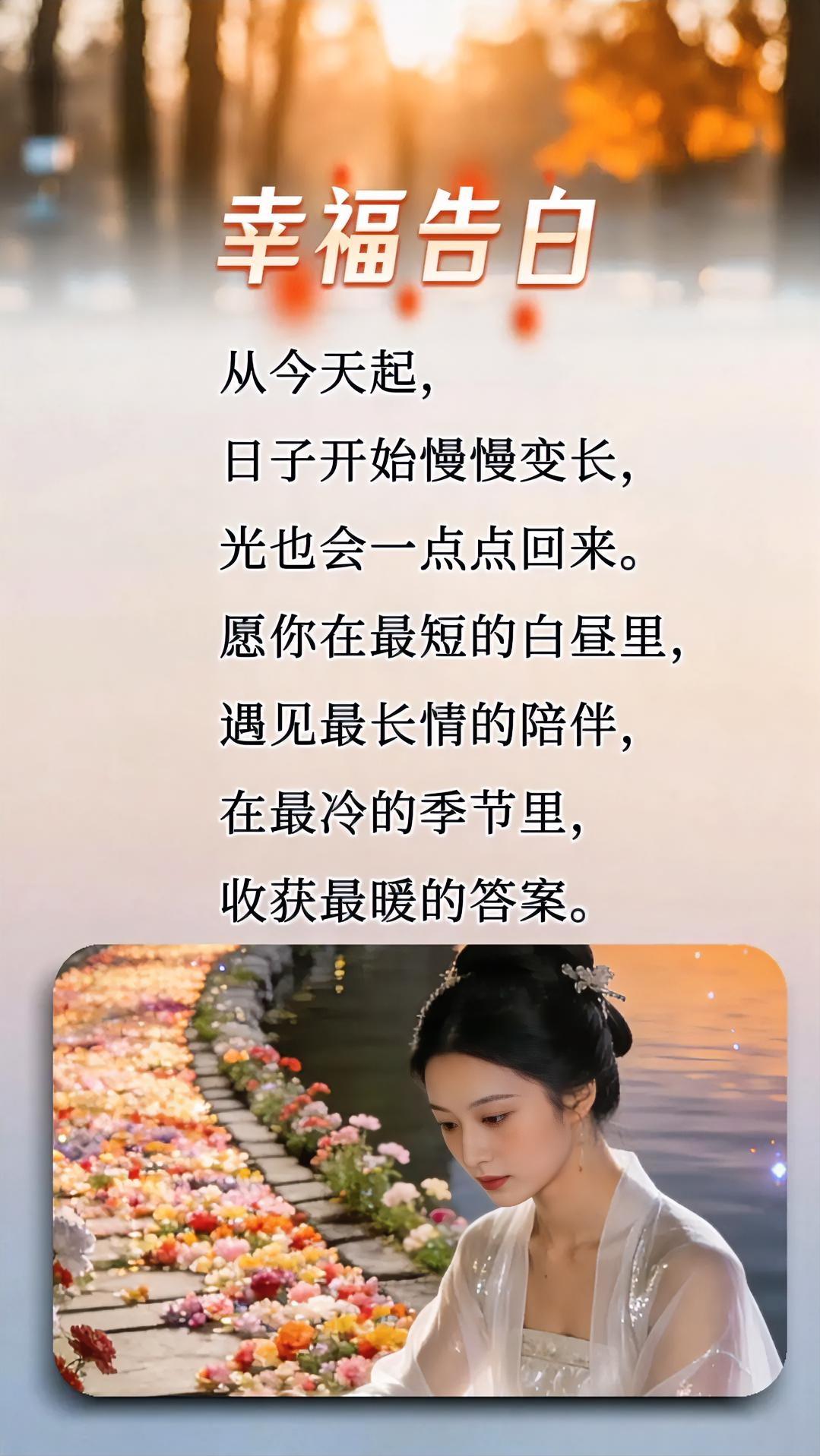 与时光并行，不问花开几许！保持好状态，自有好福气！简单生活，努力前行！你的