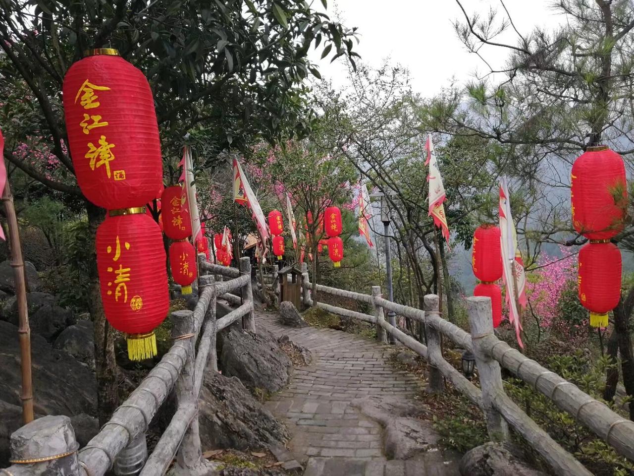 小路曲径通幽处红色灯笼挺喜庆漫步青石小路上心情愉悦精神爽红色灯笼院子红