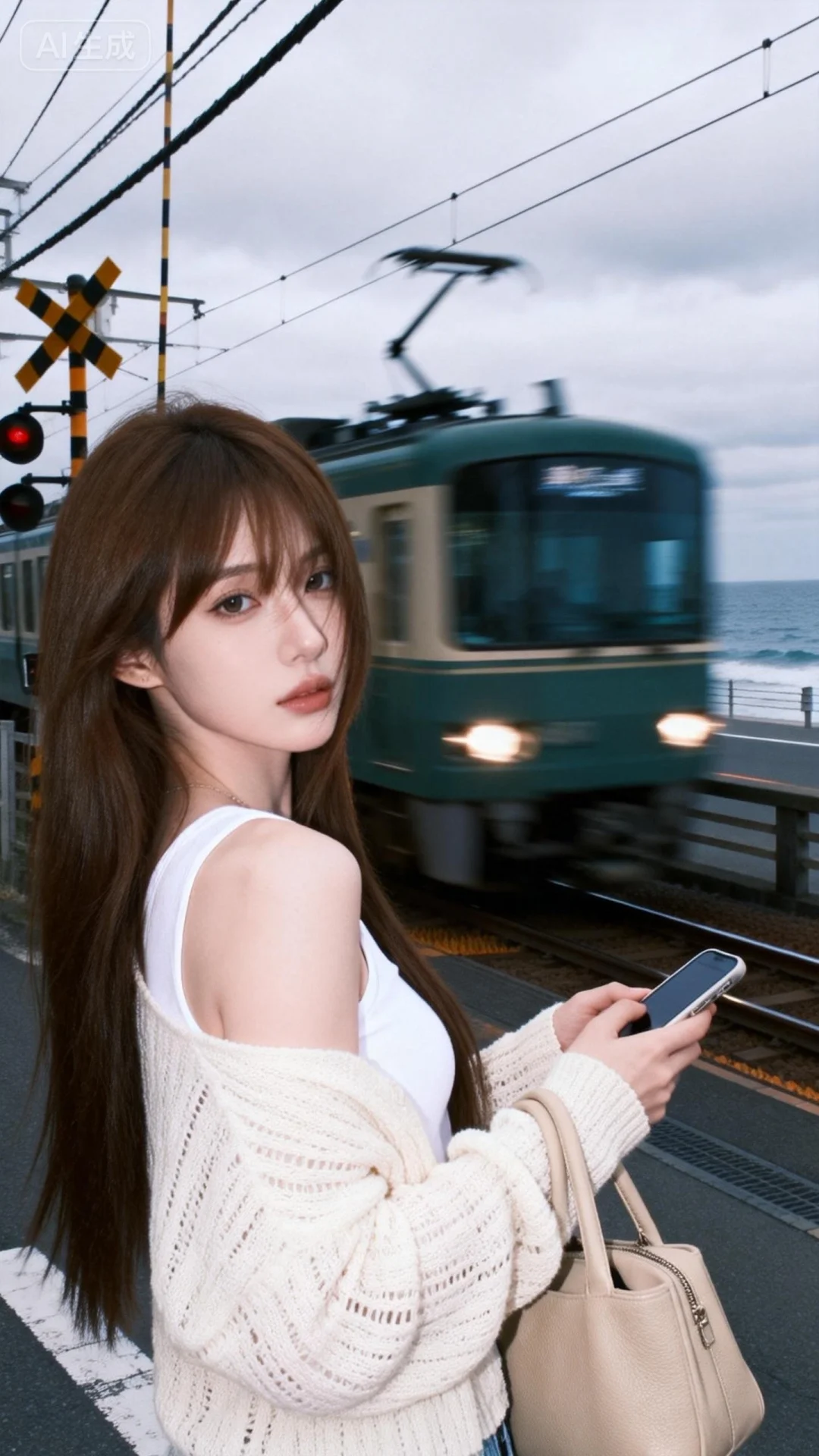 日系清新冷艳少女抓拍提示词 以专业摄影手法，结合多种效果打造充满氛围感...